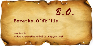 Beretka Ofélia névjegykártya
